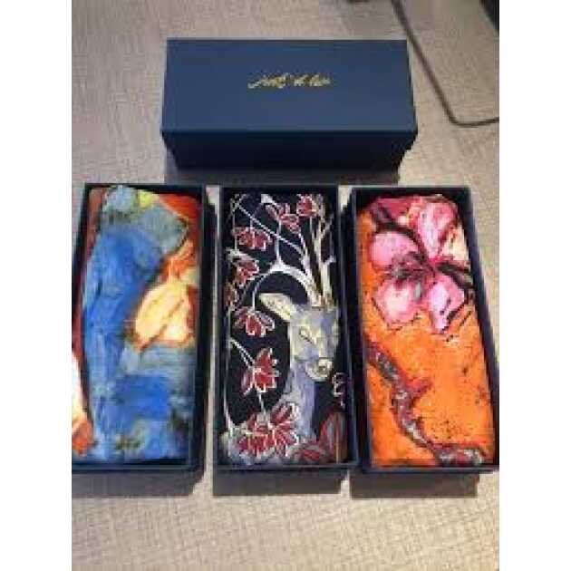 Silk scarf w. patchwork - orange - Billede 2