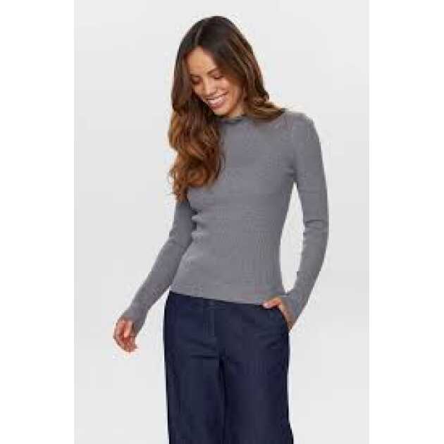 Nusidanu Highneck Pullover-Medium Grey Mel - Billede 3