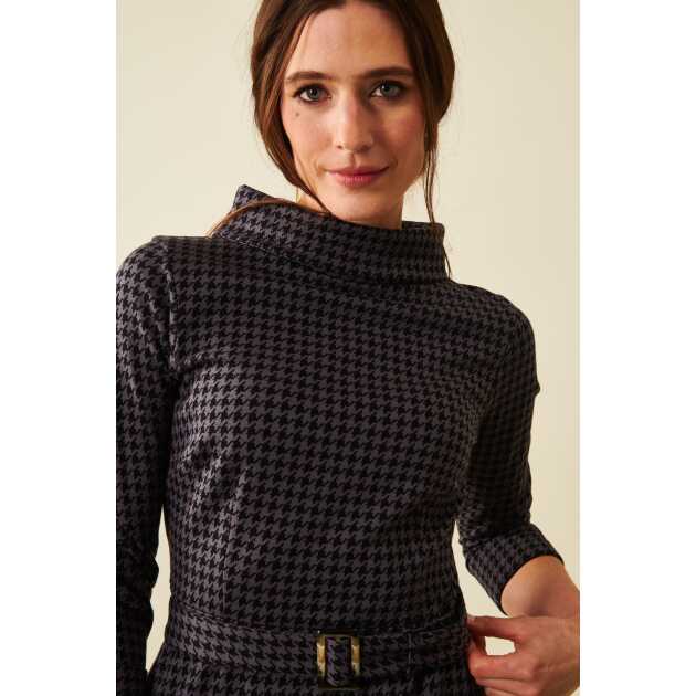 Kim Houndstooth grey dress - Billede 3