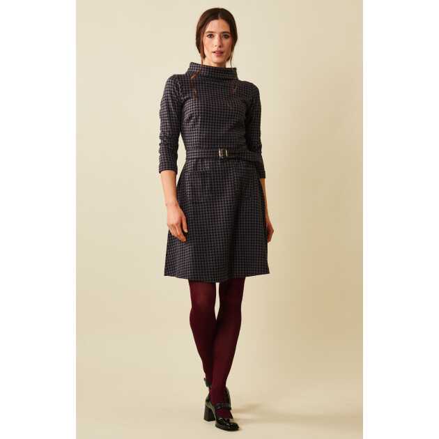 Kim Houndstooth grey dress