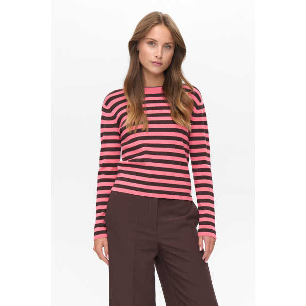 Nustripe pullover - Pink - Billede 2