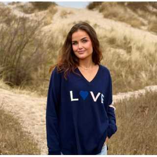 L-12 Cashmere Navy V-Neck