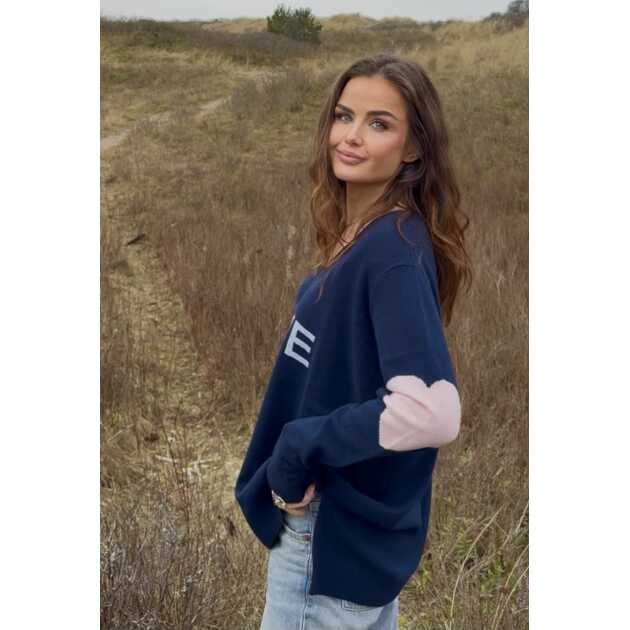 L-12 Cashmere Navy V-Neck - Billede 3
