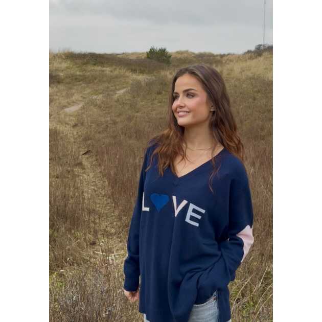 L-12 Cashmere Navy V-Neck - Billede 2