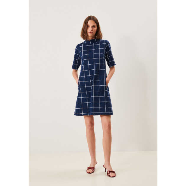 Bernadine - Check dress - navy